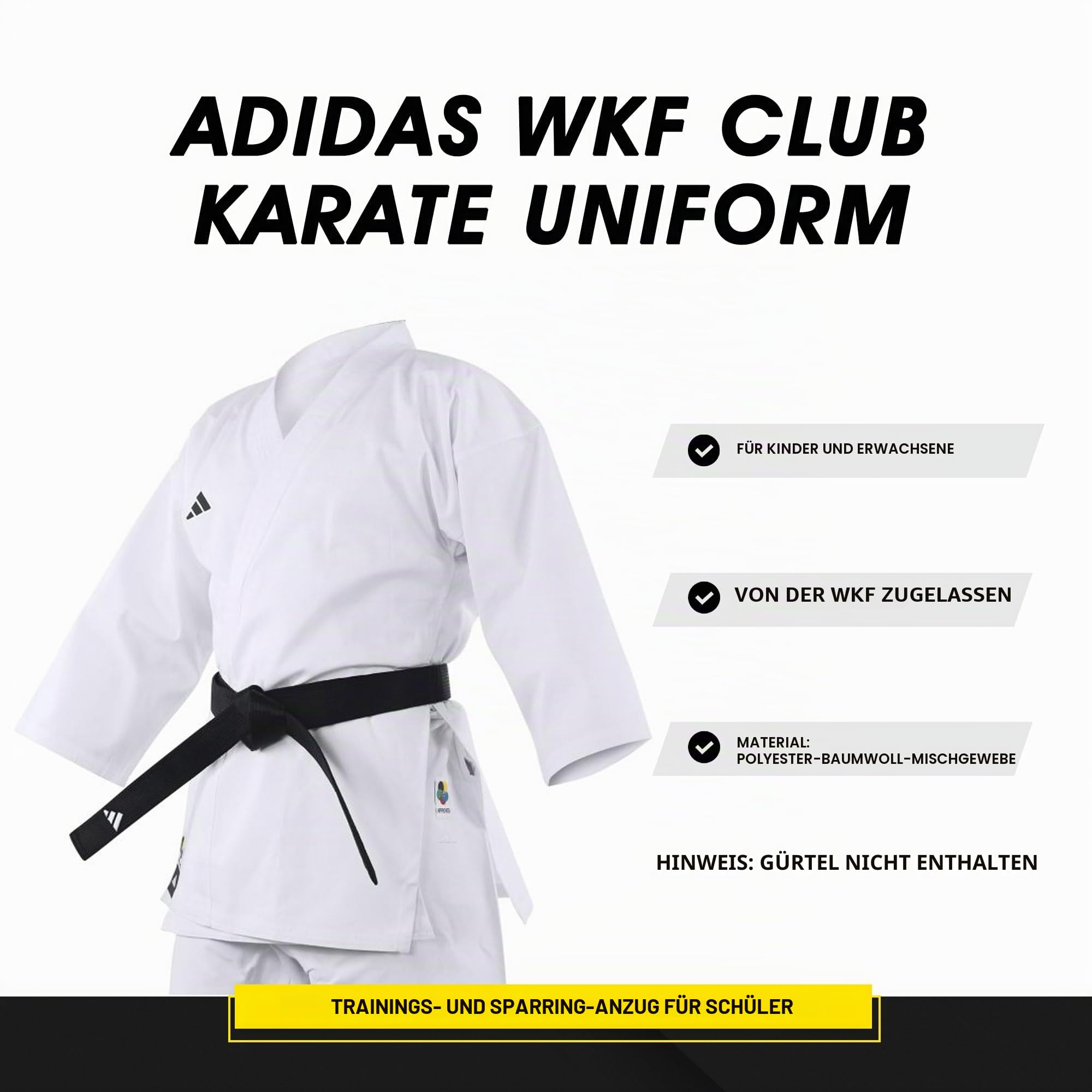 Adidas Mädchen Adidas Wkf Club Karate-uniform – 227 G Kampfsport Student Gi Adidas WKF Club Karate-Uniform – 227 g Kampfsport Student Gi