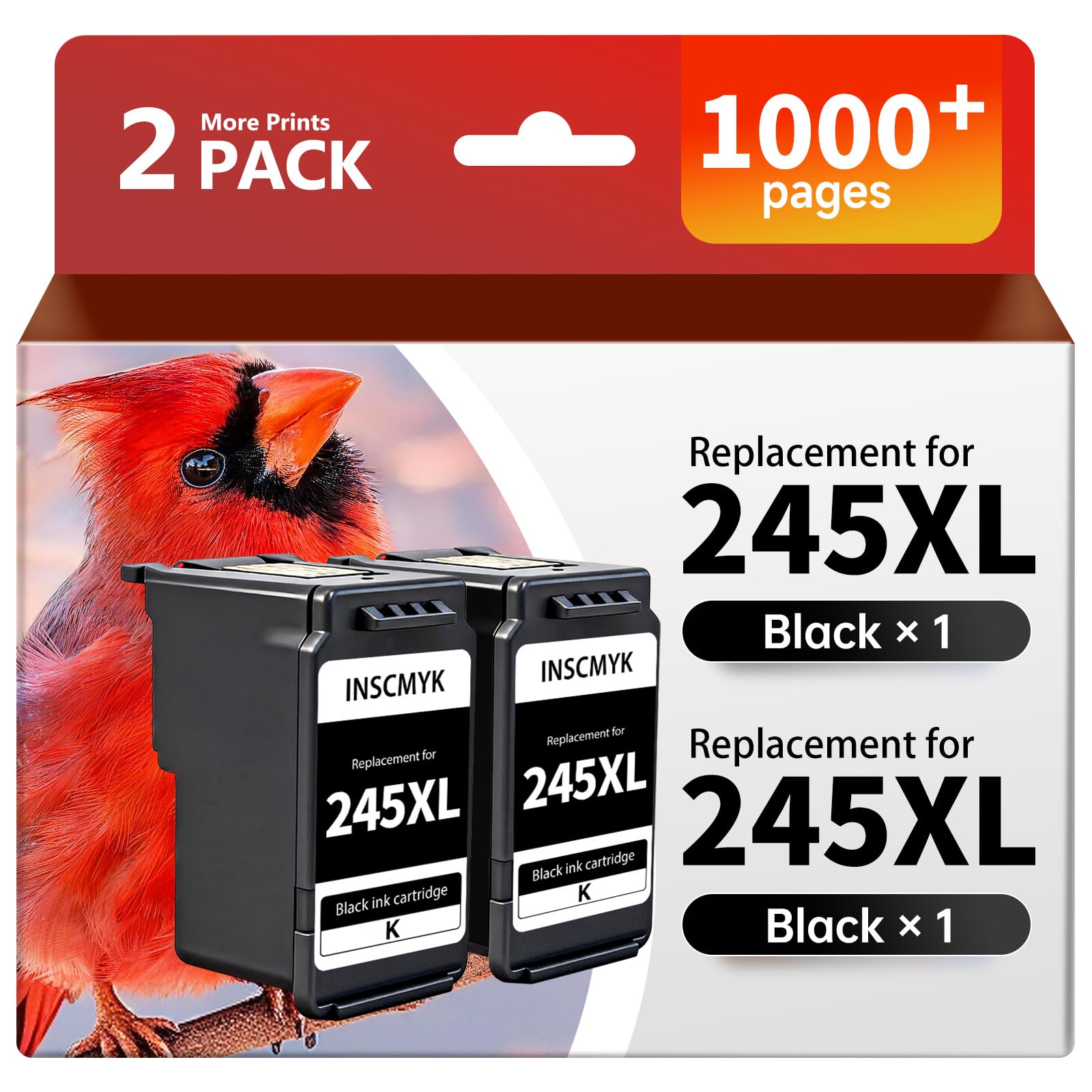 Photo 1 of INSCMYK PG-245XL Replacement for Canon 245XL Black Ink (2 Pack)