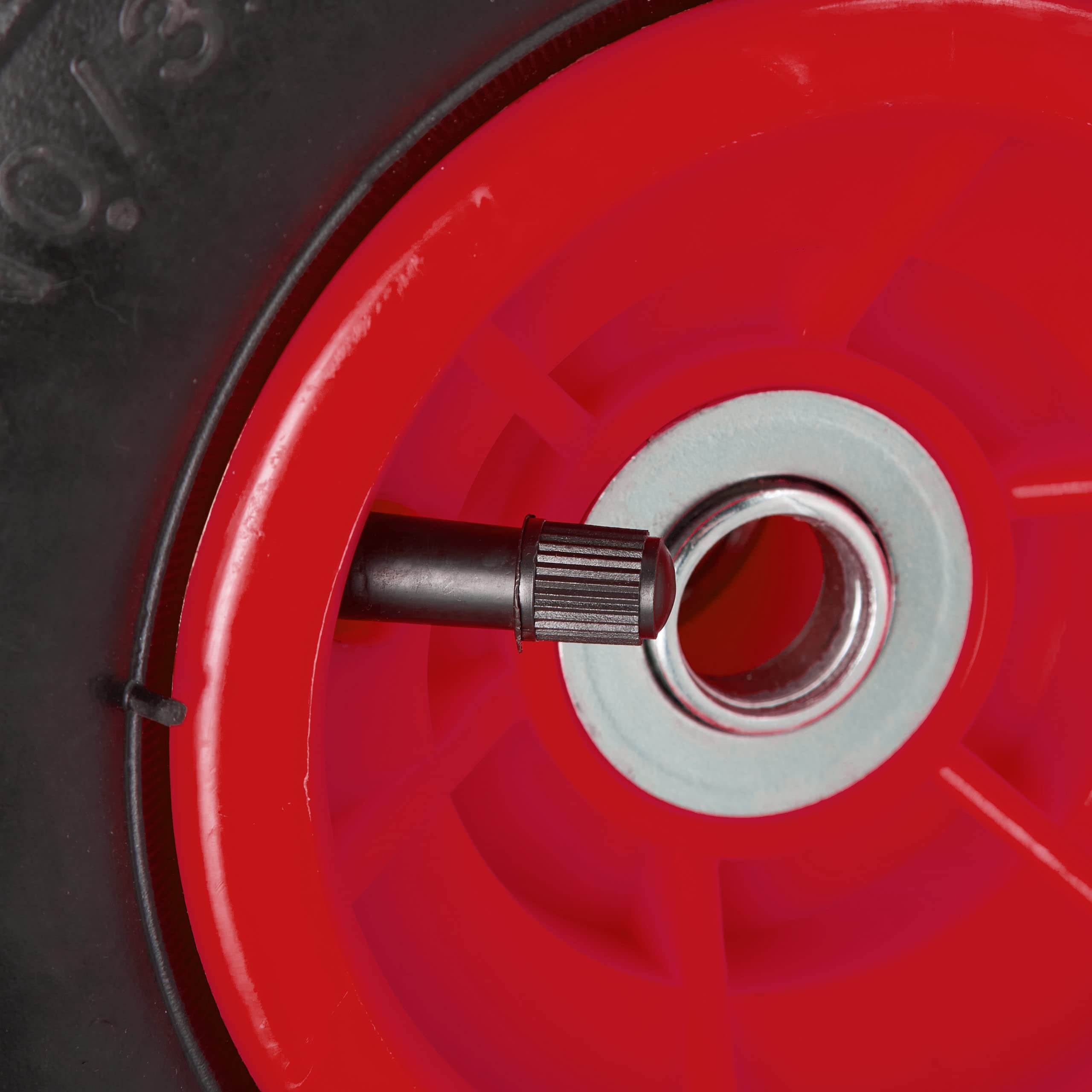 8 Ruedas Carretilla 4.1/3.5-4, Neumáticos de Recambio, Eje de 16mm, hasta 136 kg, 260x85mm, Negro/Rojo