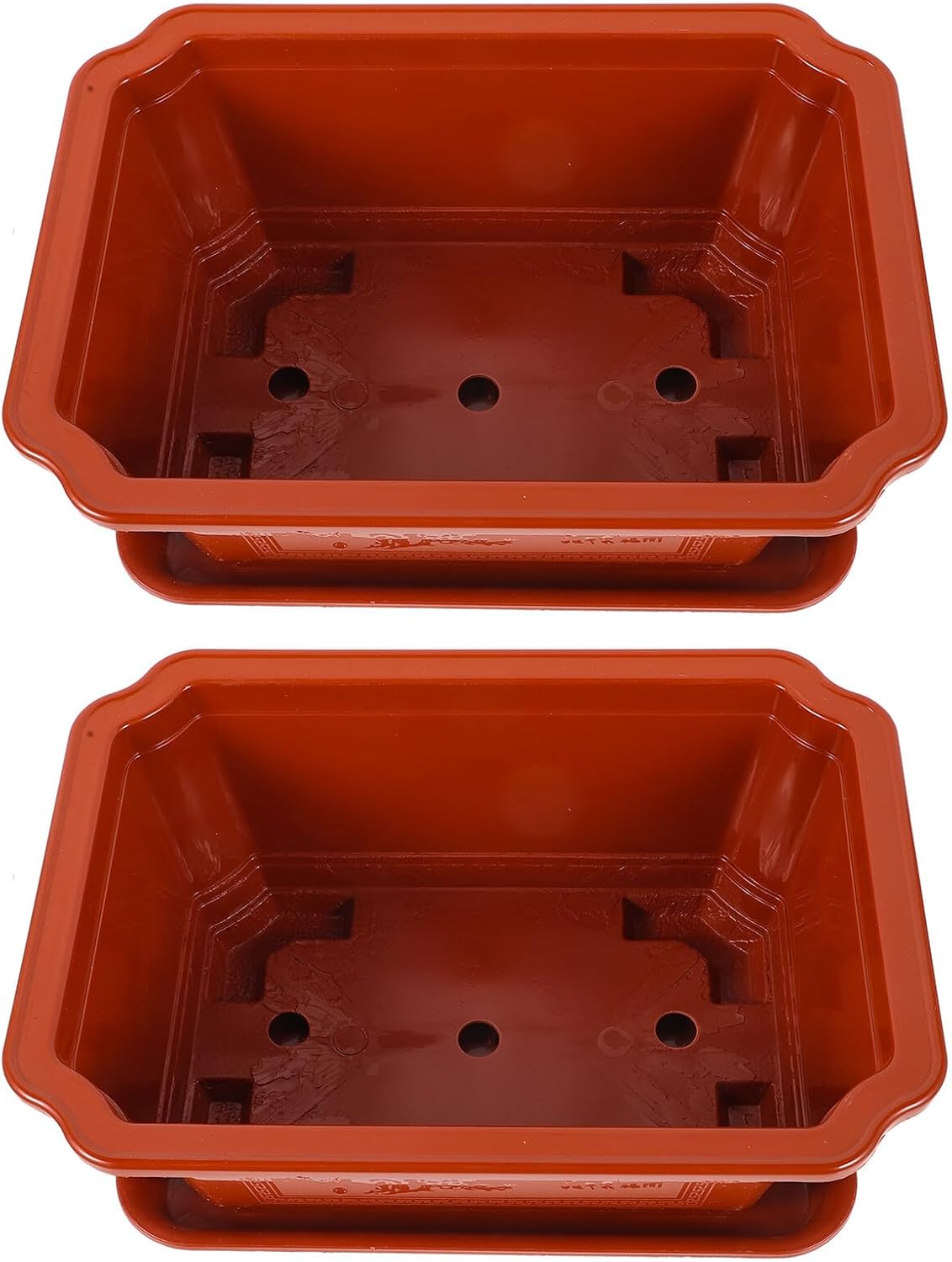 Oval Large Planter Bowl with Tray 2pcs Plastic Indoor Flower Pots Bonsai Planter Pot for Garden Balcony Patio Planting and Flower Cultivation