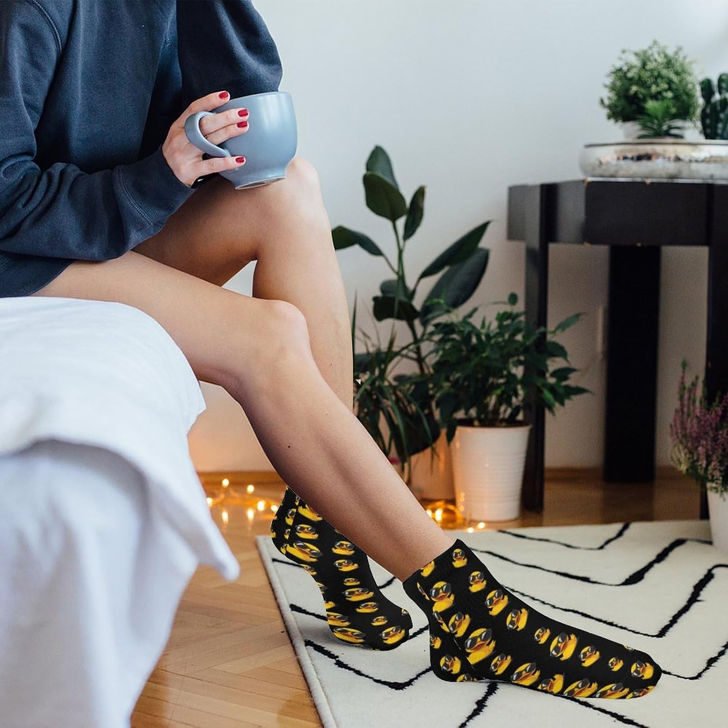 Yellow Rubber Duck in Glasses 5 Pairs Low Cut Ankle Socks Casual Liner Sock No Show Invisible Socks for Men Women