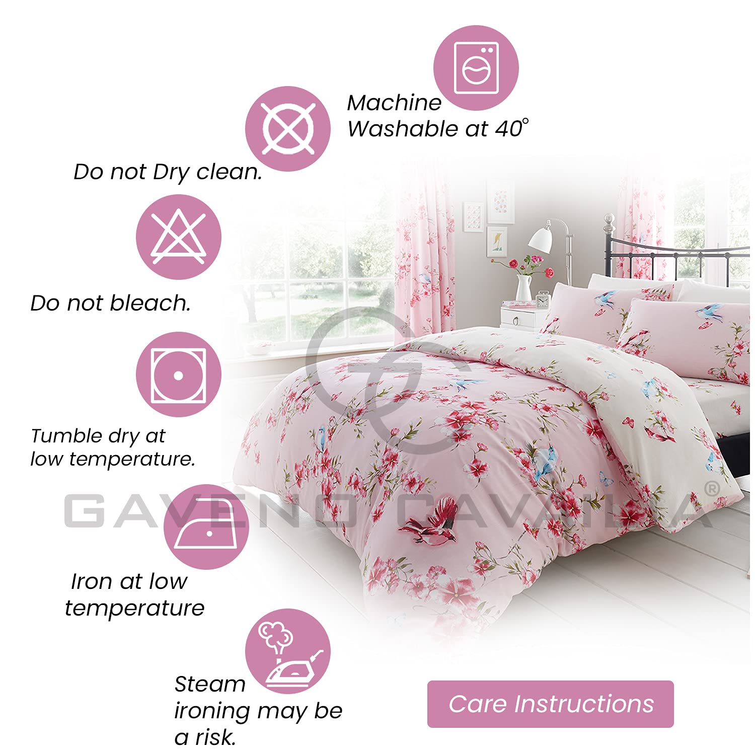 GC Gaveno Cavailia Easy Care - Set Copripiumino Matrimoniale Con Piume, Reversibile, Viola - 3