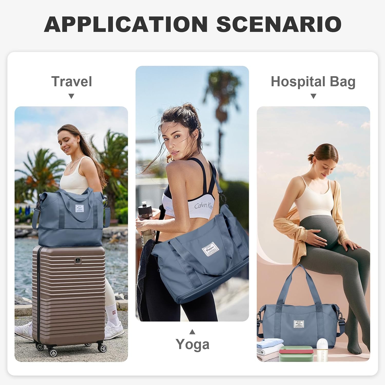 Travel Duffel Bag, Sports Tote Gym Bag, Shoulder Weekender Overnight Bag for Women - Image 3