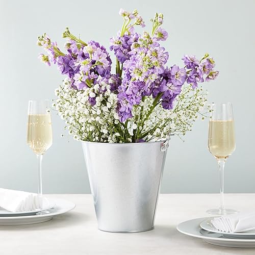 Miniatura 3 de Juvale Cubo de metal, paquete de 6, 100 onzas, 7 pulgadas de diámetro x 7.2 pulgadas de alto, plateado, cubos galvanizados con asas para tina de