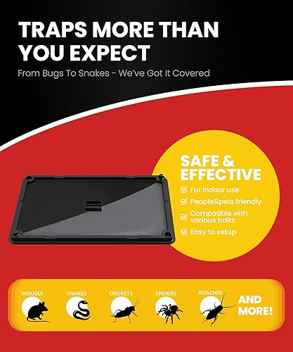 Miniatura 6 de Trampas para ratas, serpientes y ratones, 6 unidades, trampas de pegamento adhesivo grandes a granel para interiores para el hogar, precebadas,