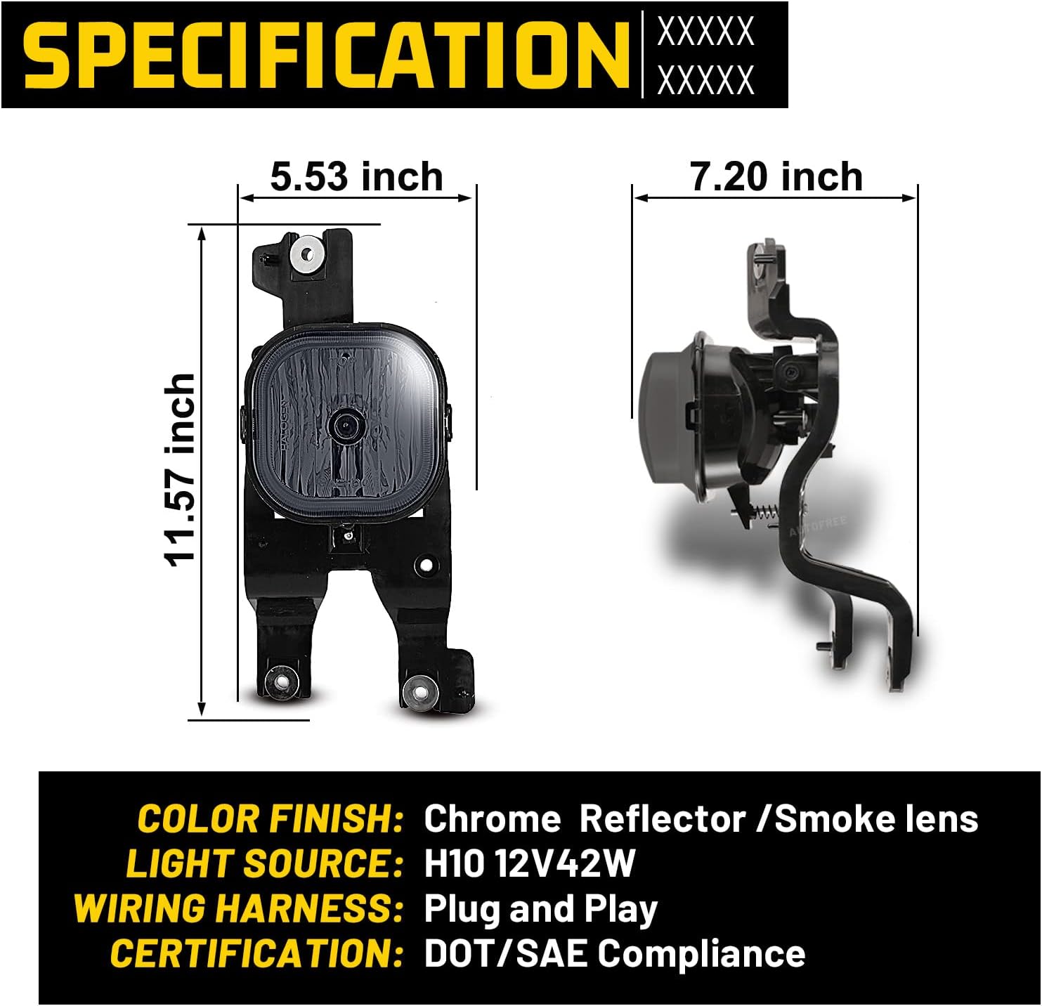 Fog Lights Compatible with 2008-2010 Ford F250 350 450 (Super Duty) with Bulbs H10 12V 42W Fog Lamps Assembly with Wiring Harness & Switch- 1 Pair (Smoke Lens)