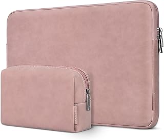 DOMISO 15.6 inch Water-Resistant Laptop Sleeve Carrying Case with Accessory Bag for Yoga 720 IdeaPad S510 320 ThinkPad T570 E575/Dell XPS 15/HP Envy Pavilion/15.6" Notebooks,Pink