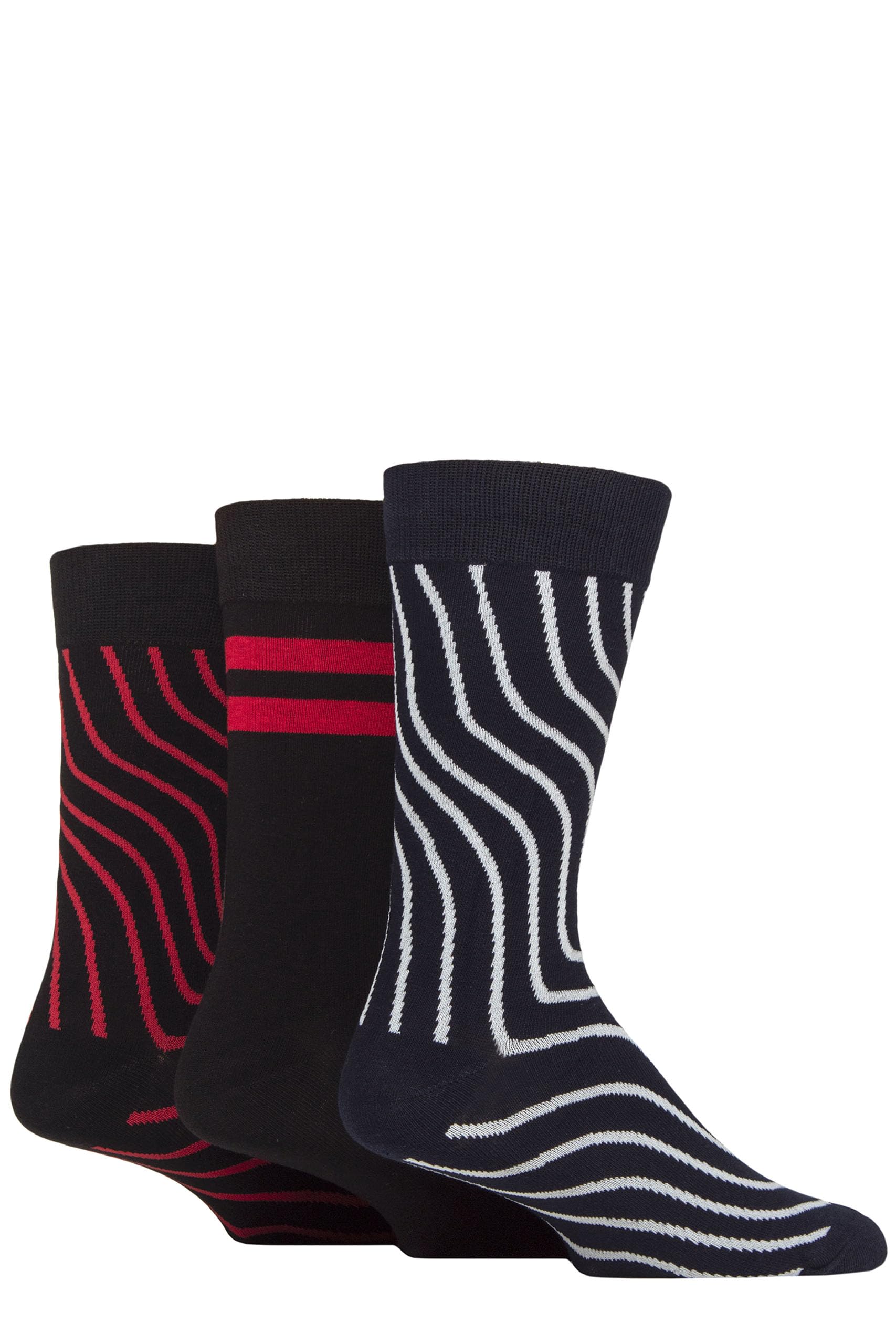 Sockshop Men's Black Swirl Wildfeet Novelty Patterned Cotton Socks Pack Of 3 (Uk, Numeric, 7, 11, Regular, Regular, )