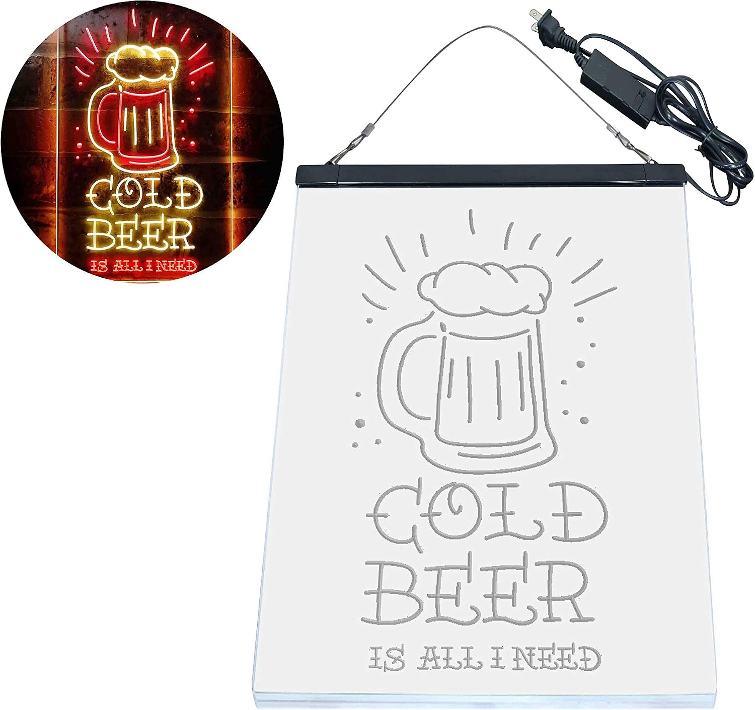 ADVPRO Cold Beer is All I Need Dual Color LED Neon Sign Red & Yellow 8 x 12 Inches st6s23-i3677-ry