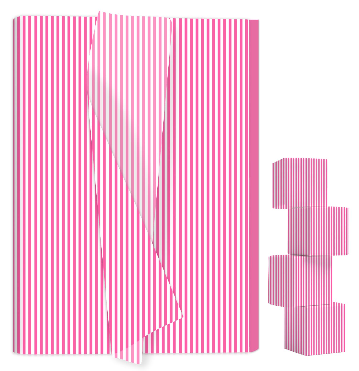 AVXINSOK 100 Sheets Hot Pink Striped Tissue Paper 14 x 20 Inches Hot Pink and White Striped Gift Wrapping Tissue Paper for Gift Bags Wedding Birthday Girls Bachelorette Party Packaging Crafts