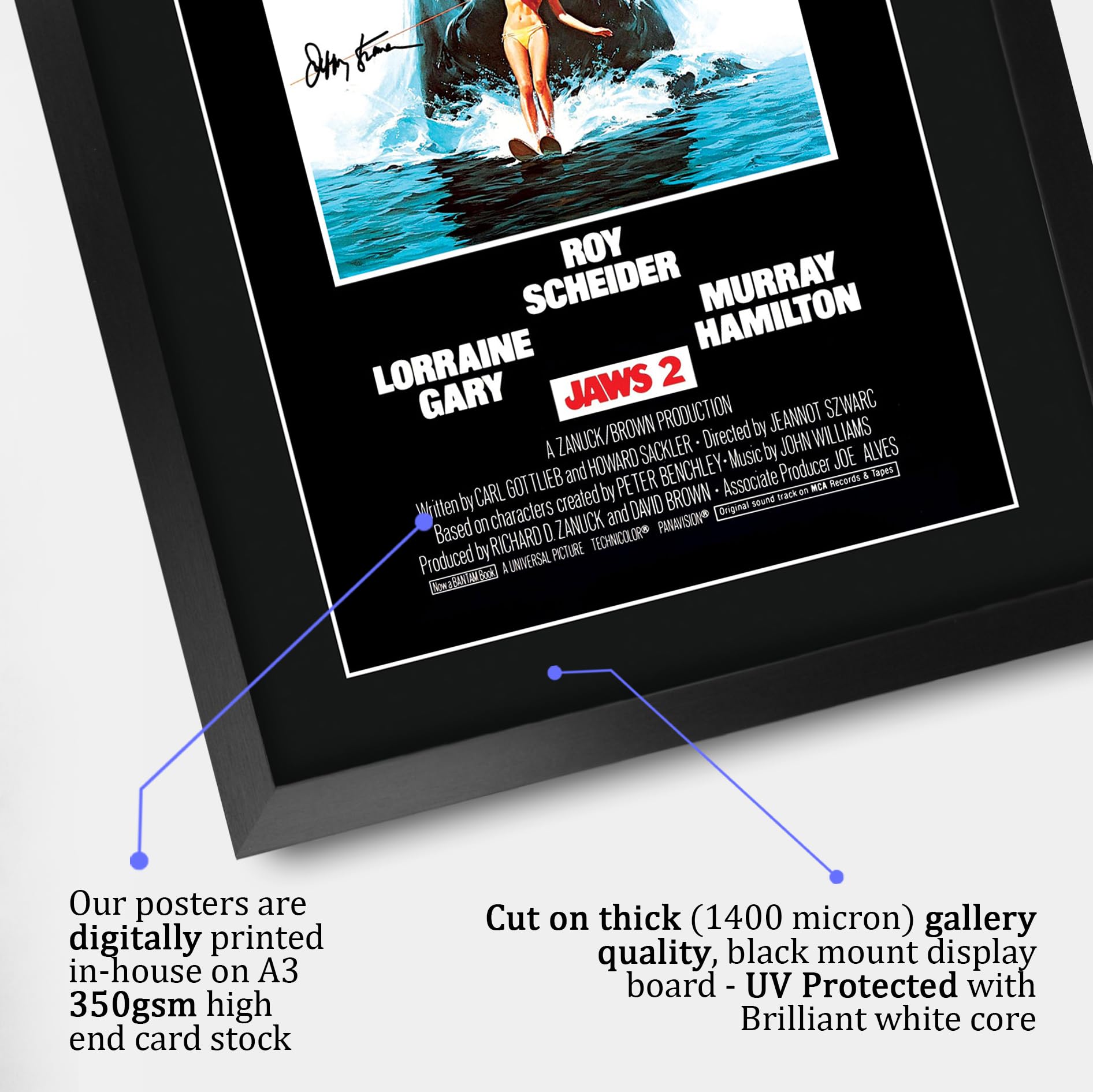 HWC Trading FR A3 Jaws 2 Gifts Printed Poster Signed Autograph Picture for Movie Memorabilia Fans - A3 Framed - Image 4