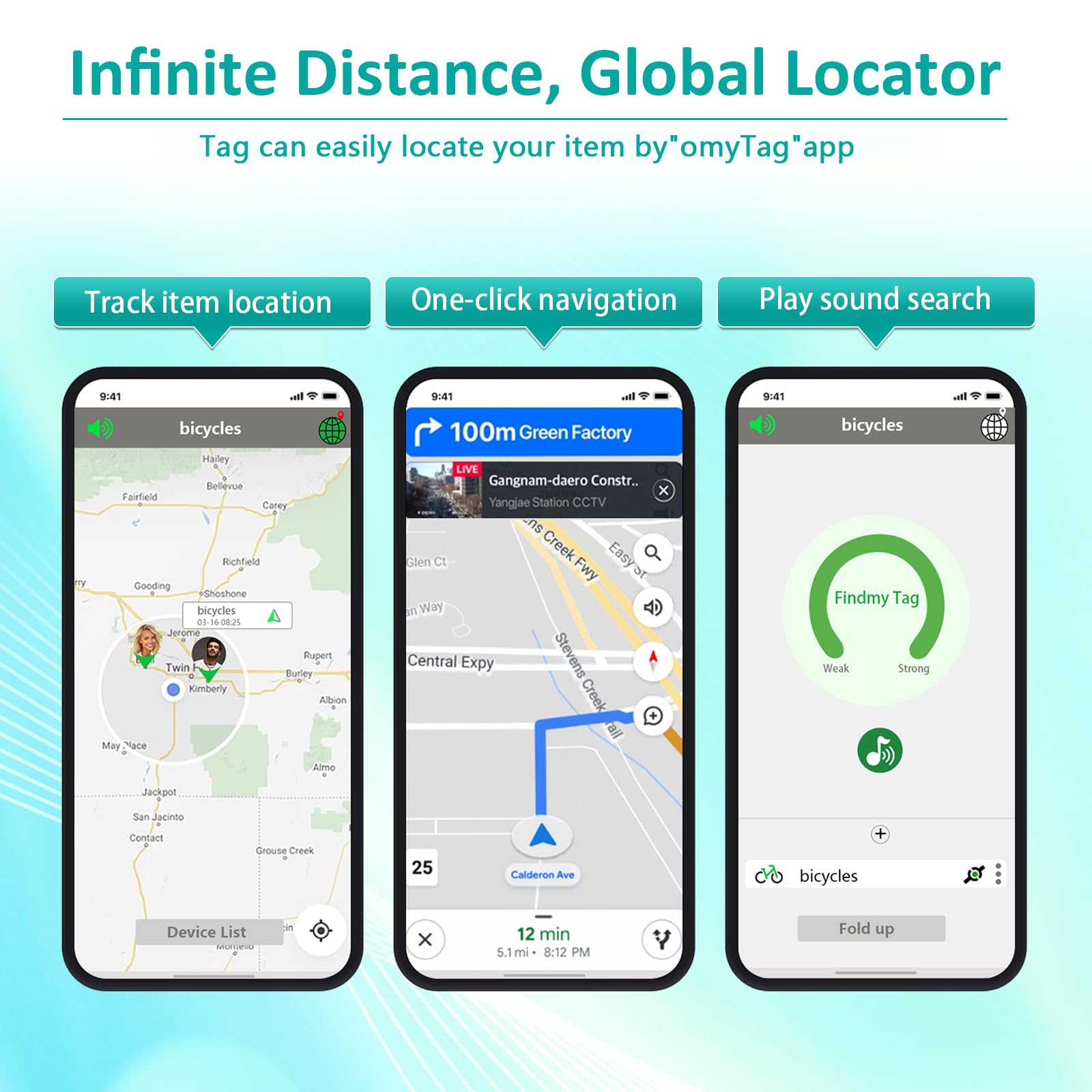 Smart Tracker Tag with Keychain,4 Pack Global Locator Tracking Device for Samsung, Android and iOS. Item Finder for Keys, Wallet, Luggage, Bags and More, Black