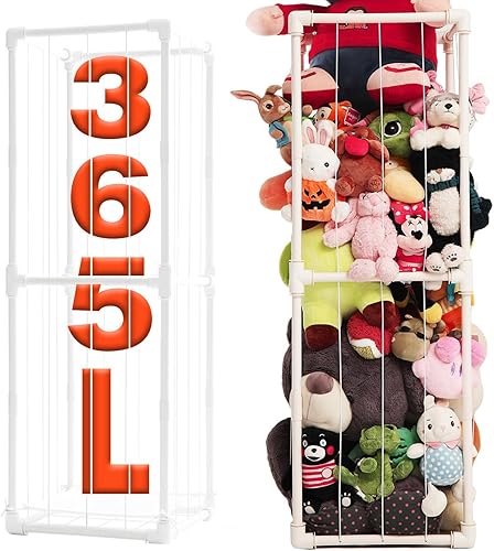 Miniatura 3 de Organizador grande de almacenamiento de animales de peluche, creativo PVC de almacenamiento de animales de peluche jaula de zoológico, vertical