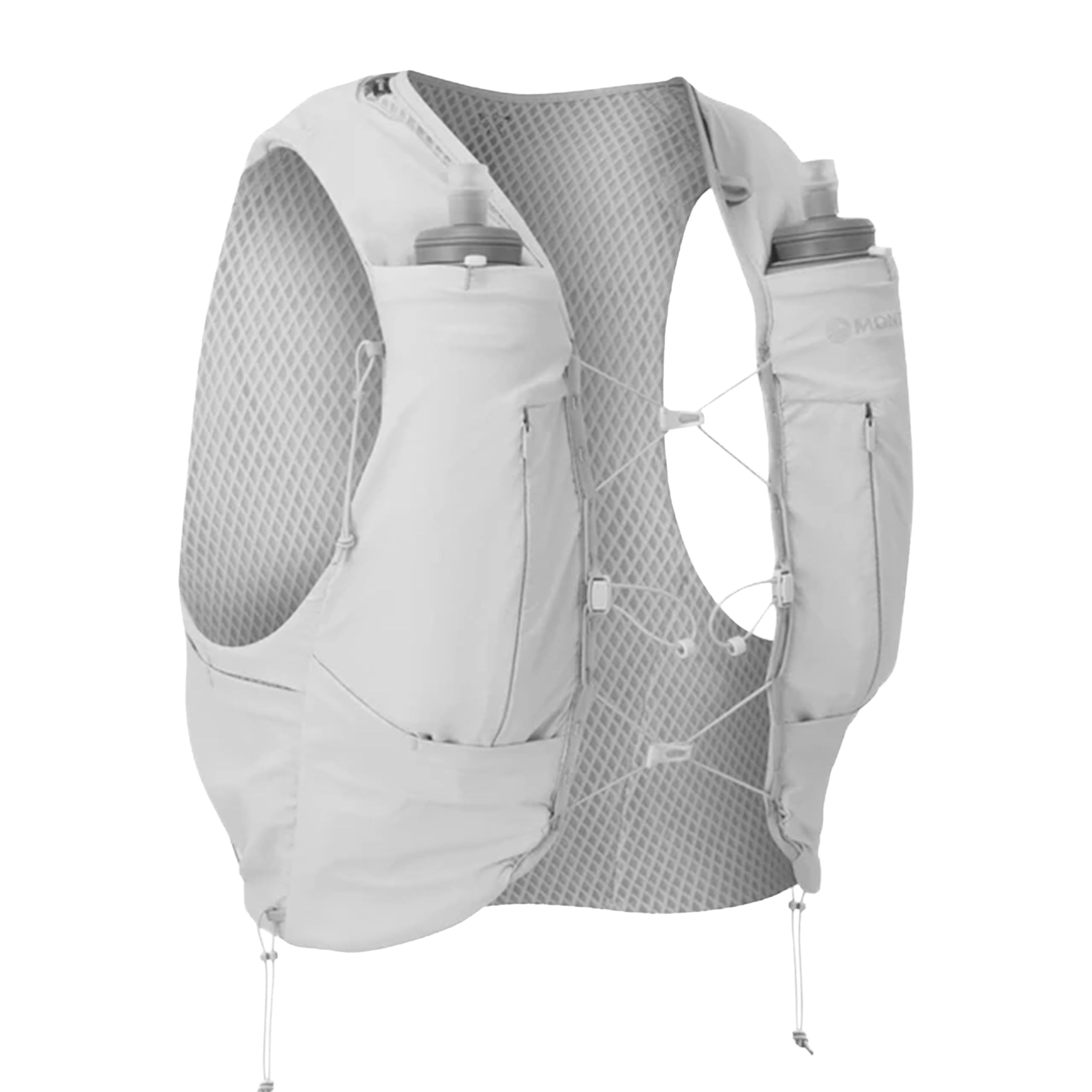 Montane Gecko VP 12+ Running Vest, Lightweight, 4-Way Stretch, with 2x 500ml Soft Flasks, Odour Control, 219g (White, M)
