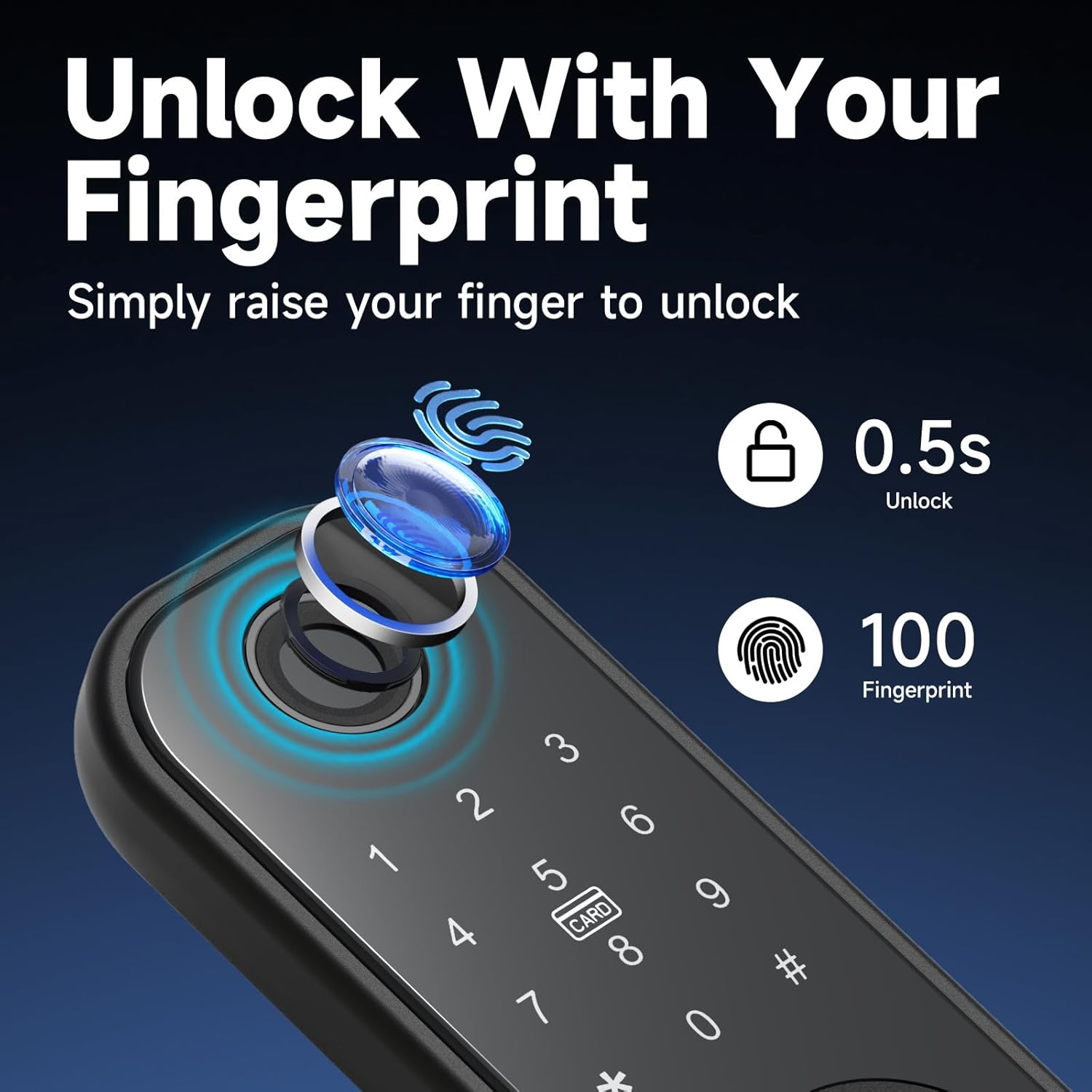 Smart Gate Lock, Double Sided Keypad Door Lock,Keyless Entry Fingerprint Door Lock,WiFi Electronic Deadbolt Set with Surface-Mounted Latch,Auto-Lock,Waterproof,for Garden,Garage,Yard,Fence