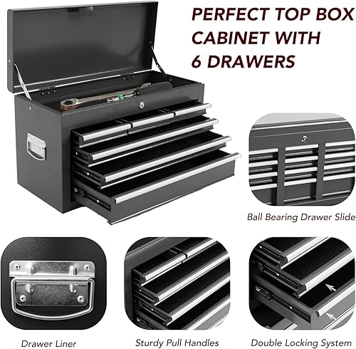 Miniatura 4 de WAYTRIM Cofre de herramientas, gabinete de almacenamiento de herramientas, rodillo de 8 cajones, ganchos laterales y forros de cajones, con
