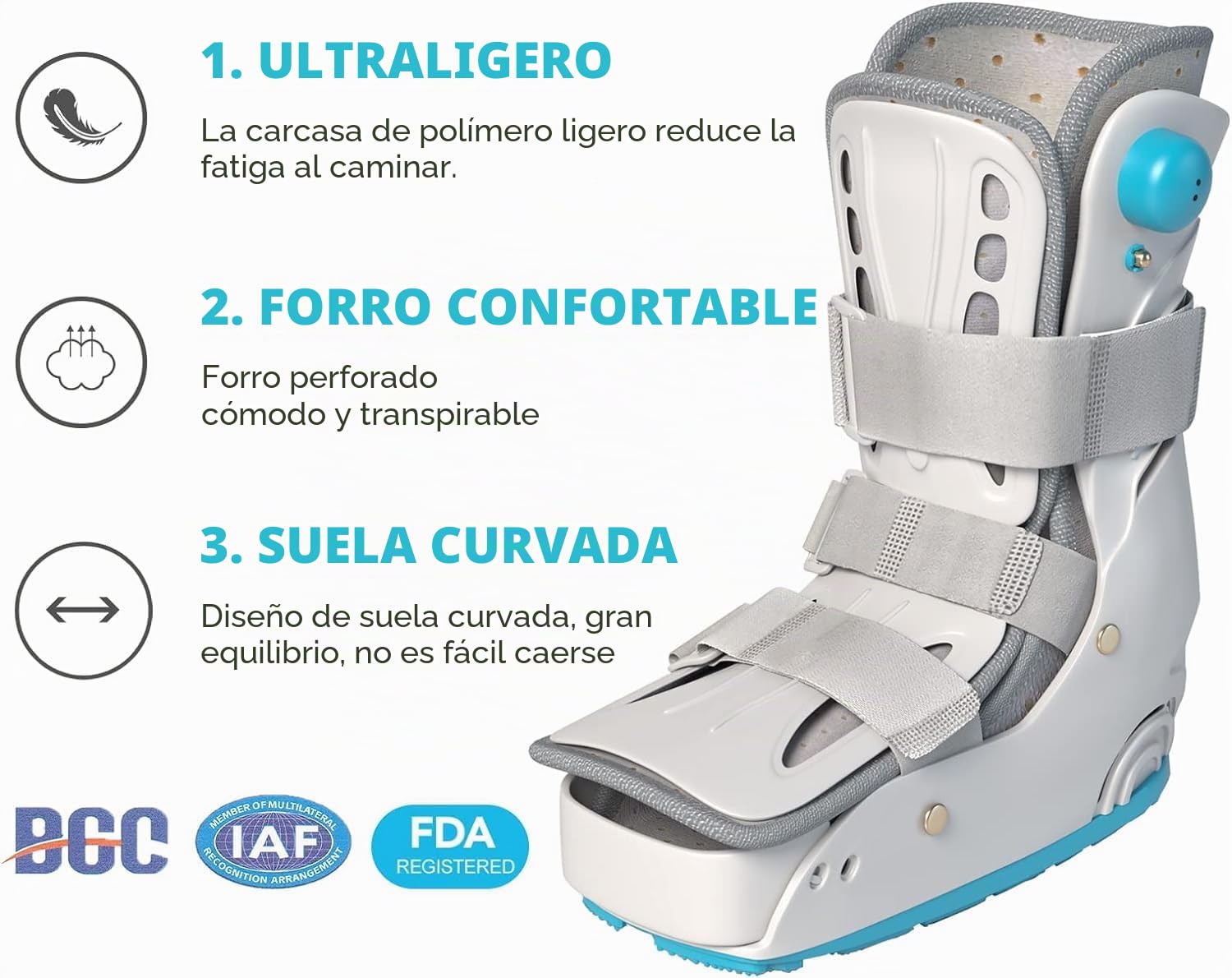Bota inflable para fracturas, soporte para caminar con cámara de aire médica, bota para caminar para recuperación de tobillo esguince de tobillo, fractura de estrés, fractura de pie roto y