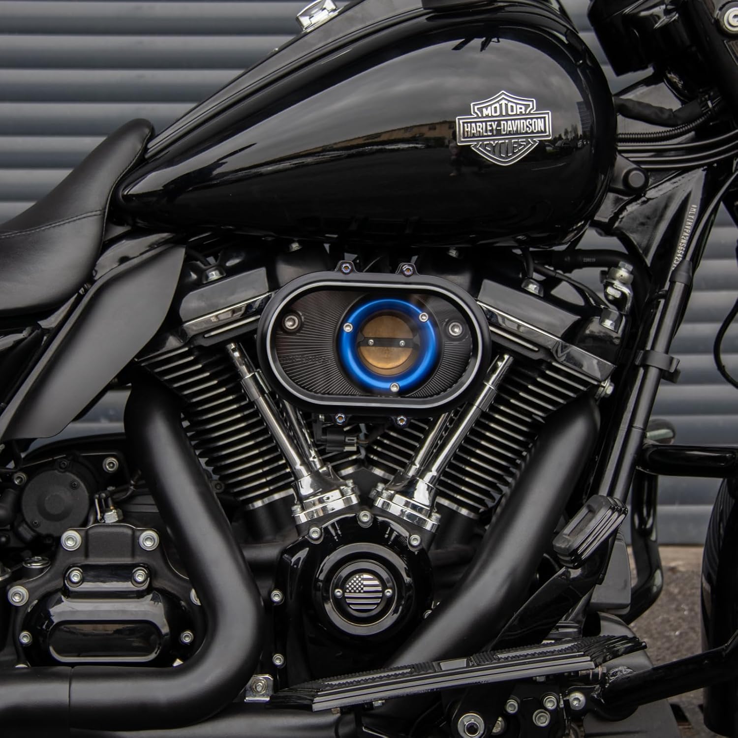 Motorcycle Timing Cover Chrome Black Custom Stars&Stripes Timer Caps Block for 2017+ M8 Engine Softail Touring Breakout Fatboy Street Bob Road King Street Glide (Star&Stripe)