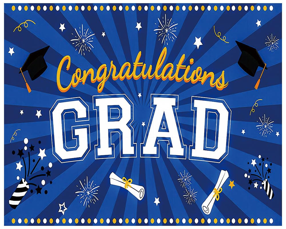 YYNXSY Graduation Season Decorative Background 2024 Congratulatory Graduation Banner Graduation Photography Background Banner Graduation Party Background Banner Prom Photo Booth 10X8FT(Blue) YY-9005