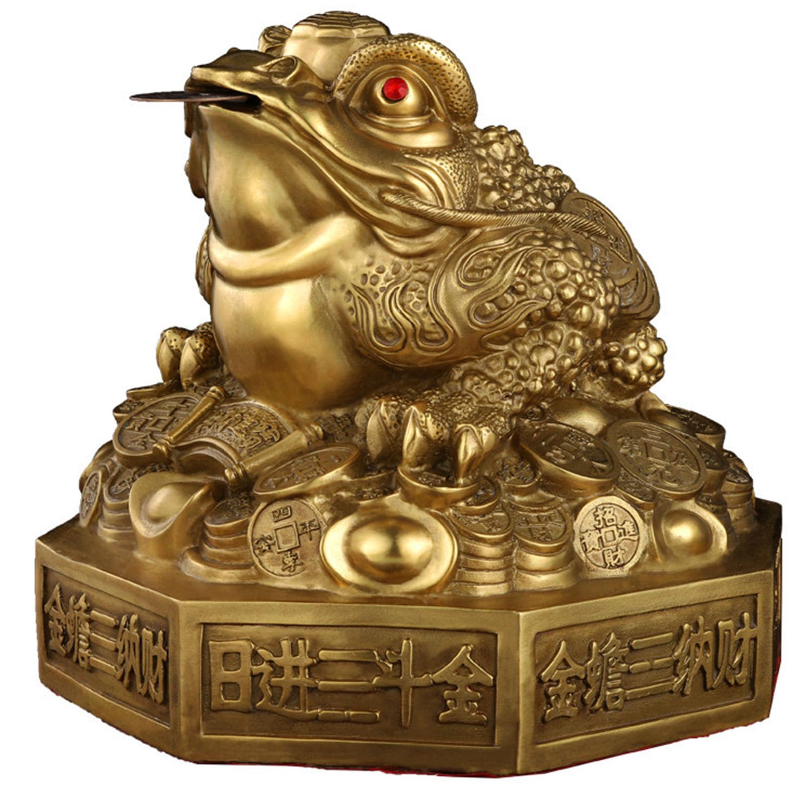 Zooeelly Gossip Money Toad Statue, Feng Shui Three Legged Toad with Coin, Lucky Charm Wealth Frog for Cash Register, Office Desk, House Warming, Handcrafted Gift