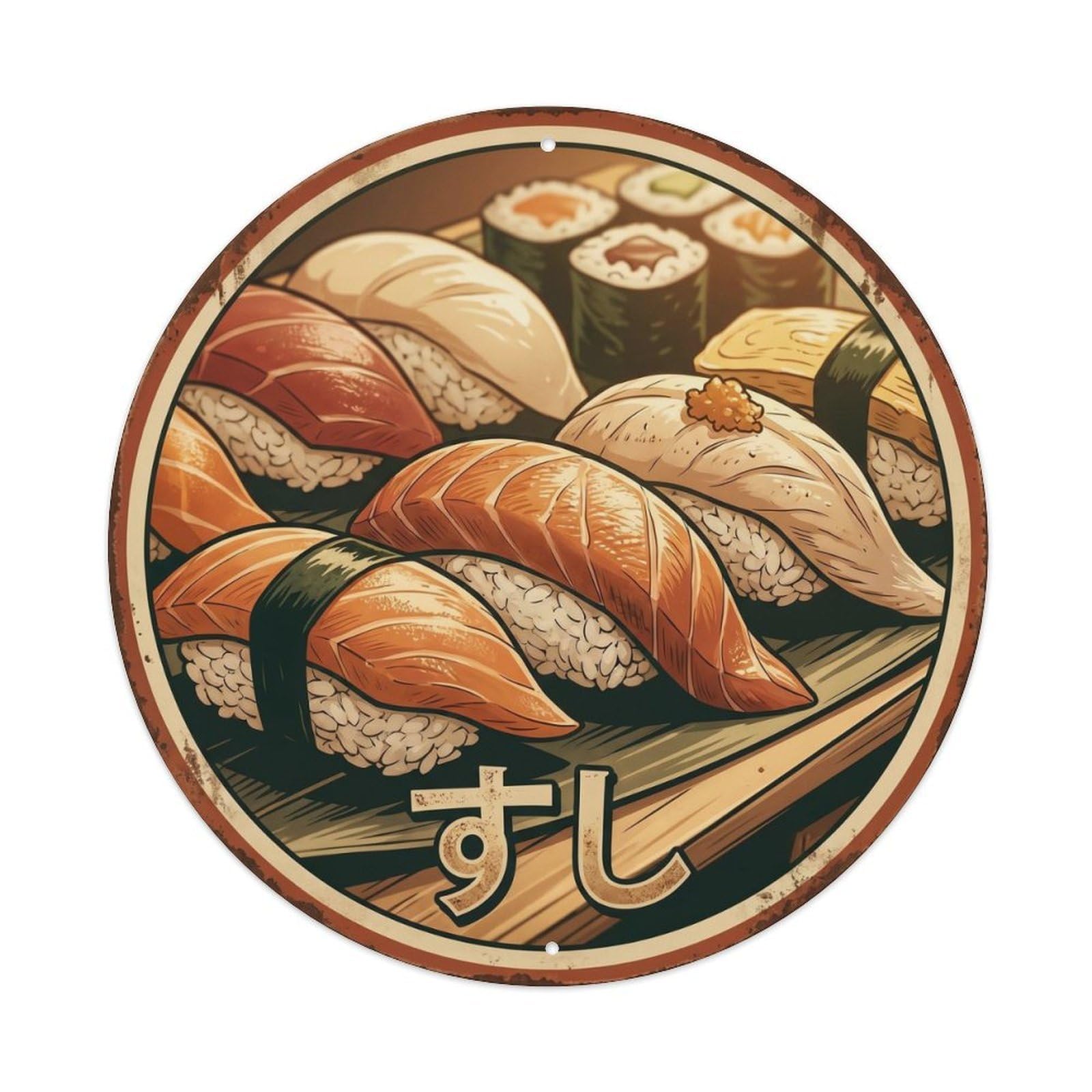 Cxhjca 8X8inch(20X20cm) Japanese Sushi Bar Classic Diner Nigiri Maki Restaurant Metal Tin Sign