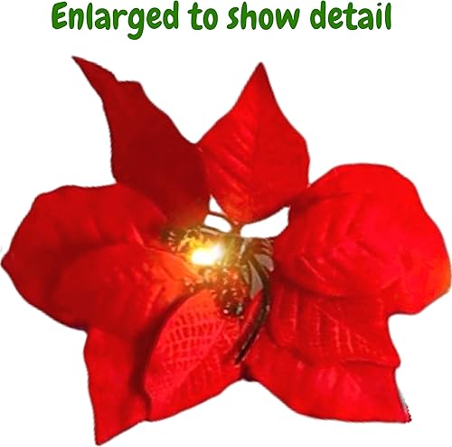 Miniatura 5 de Guirnalda iluminada de flores de Pascua con 10 flores de Pascua rojas y luces LED, 90 pulgadas de largo, decoraciones de Navidad, accesorios