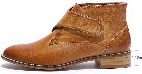 Miniatura 2 de Mona flying Botines de cuero cómodos para mujer, botas cortas de vestir de tacón bajo