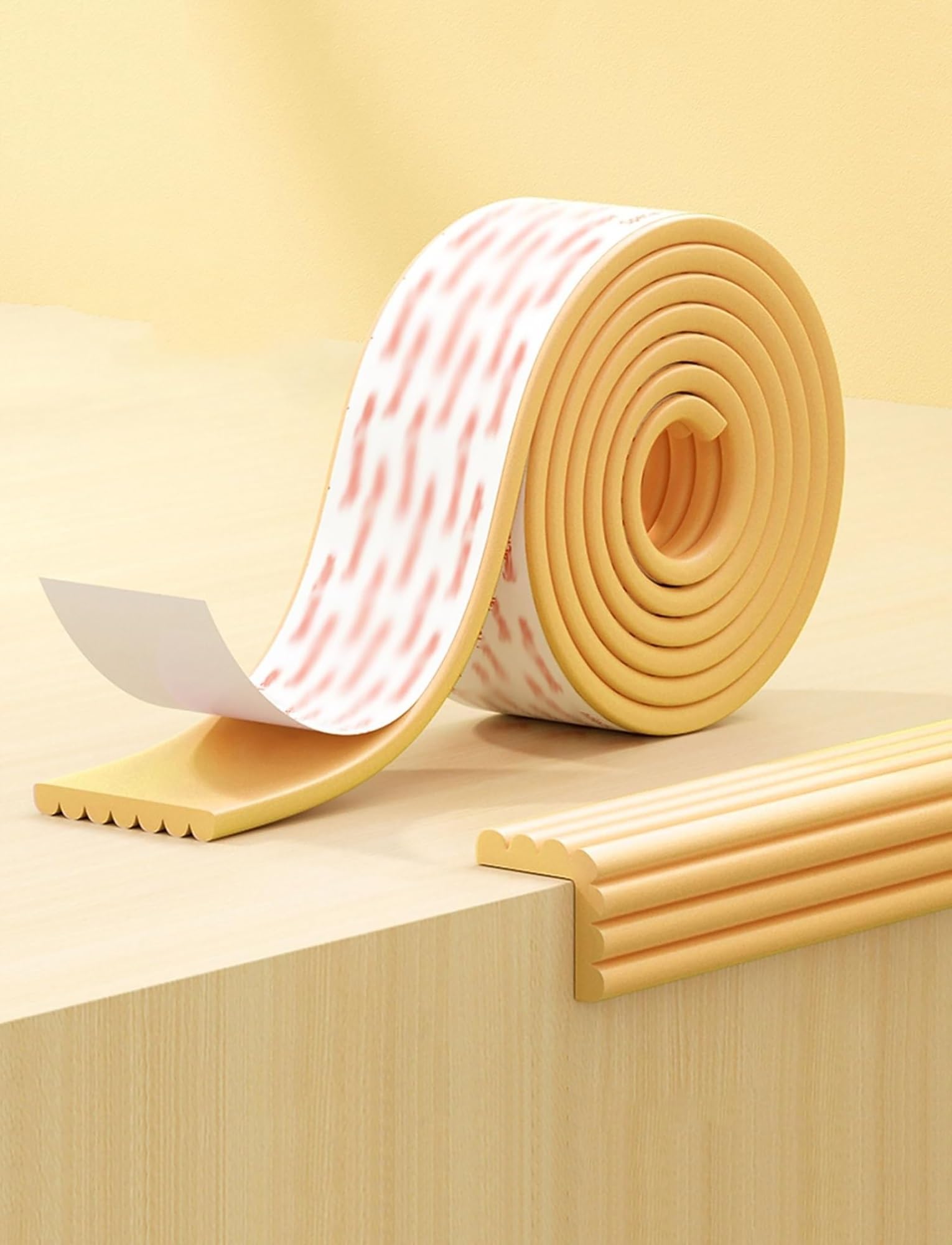 Extra Wide 8cm Foam Furniture Edging Tape, Edge Protector Stick Flatbed for Cabinet, Bedroom, Bedside Edge Guards Bumper Cushion and Bunk Bed Steps(Yellow,Length 2 meter)