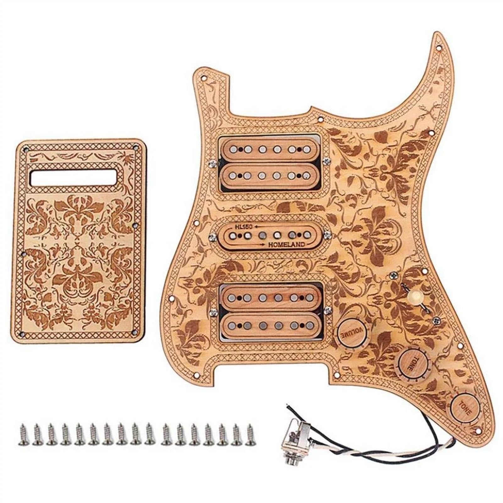 Wstępnie okablowany Pickguard do gitary elektrycznej, 3-warstwowy, klonowy, 11-otworowy HSH