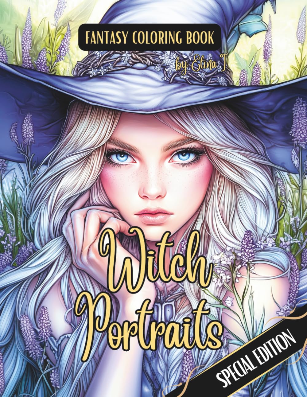 Fantasy Coloring Book Witch Portraits Special Edition: For Adults and Teens | Black Line and Grayscale Portraits of Beautiful Witches