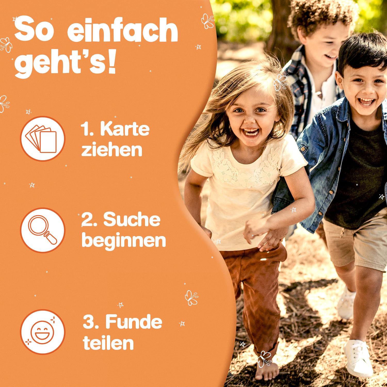 MUTKIND® 50x Entdeckerkarten für Kinder (ALLE 4 Jahreszeiten) - Spannendes Suchspiel zum Natur entdecken - 100 Aufgaben - Outdoor Spiele für Kinder - Geschenk Junge und Mädchen ab 4, 5, 6, 7, 8 Jahre - 4