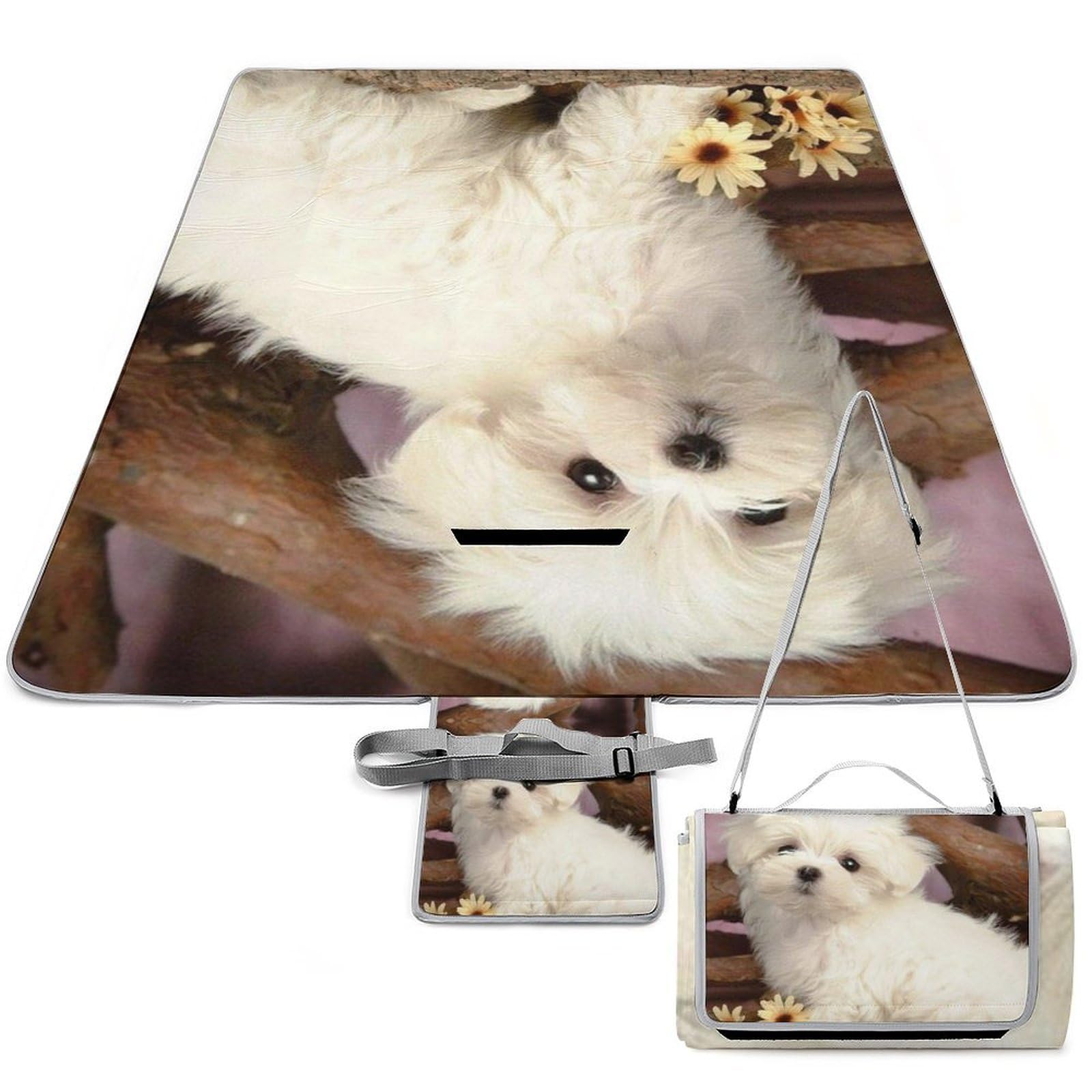 Tapis de camping avec poignée de transport et couverture de pique-nique pliable imperméable