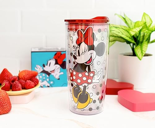 Miniatura 3 de Disney Minnie Mouse - Vaso de viaje acrílico con tapa de cierre deslizante  Taza fría alta de carnaval para bebidas, jugo, limonada  Esenciales para