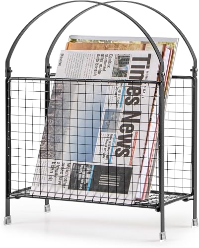 PUERSI Freestanding Magazine Holder, Metal Magazine Rack Floor Stand
