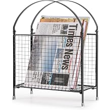 PUERSI Freestanding Magazine Holder Modern Touch Handbag Design, Magazine Organizer Metal Rack for Books, Vinyl Record, Newspaper Black