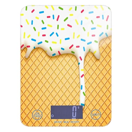 Miniatura 1 de Báscula de cocina con cono de helado, gramos y onzas digitales para pérdida de peso, hornear, cocinar, keto y preparación de comidas, acero