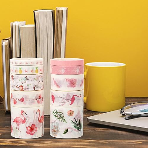 Miniatura 4 de NIYANGLE 10 rollos de cinta de decoración álbum de recortes materiales de artesanía suministros estudiantiles papel japonés a granel