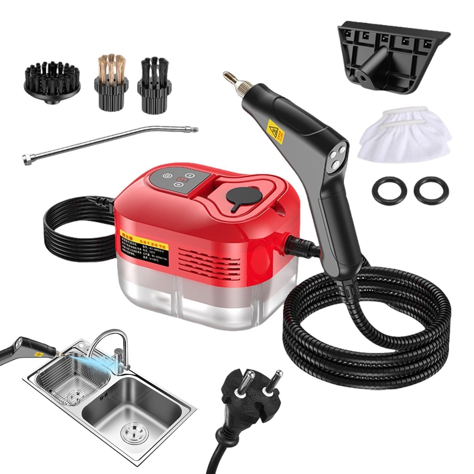 Para limpieza, portátil potente con 8 | Limpiador a vapor pesado para cocina | Para azulejos, juntas, suelos, ventanas, revestimientos, sofás, alfombras, detalles de coche
