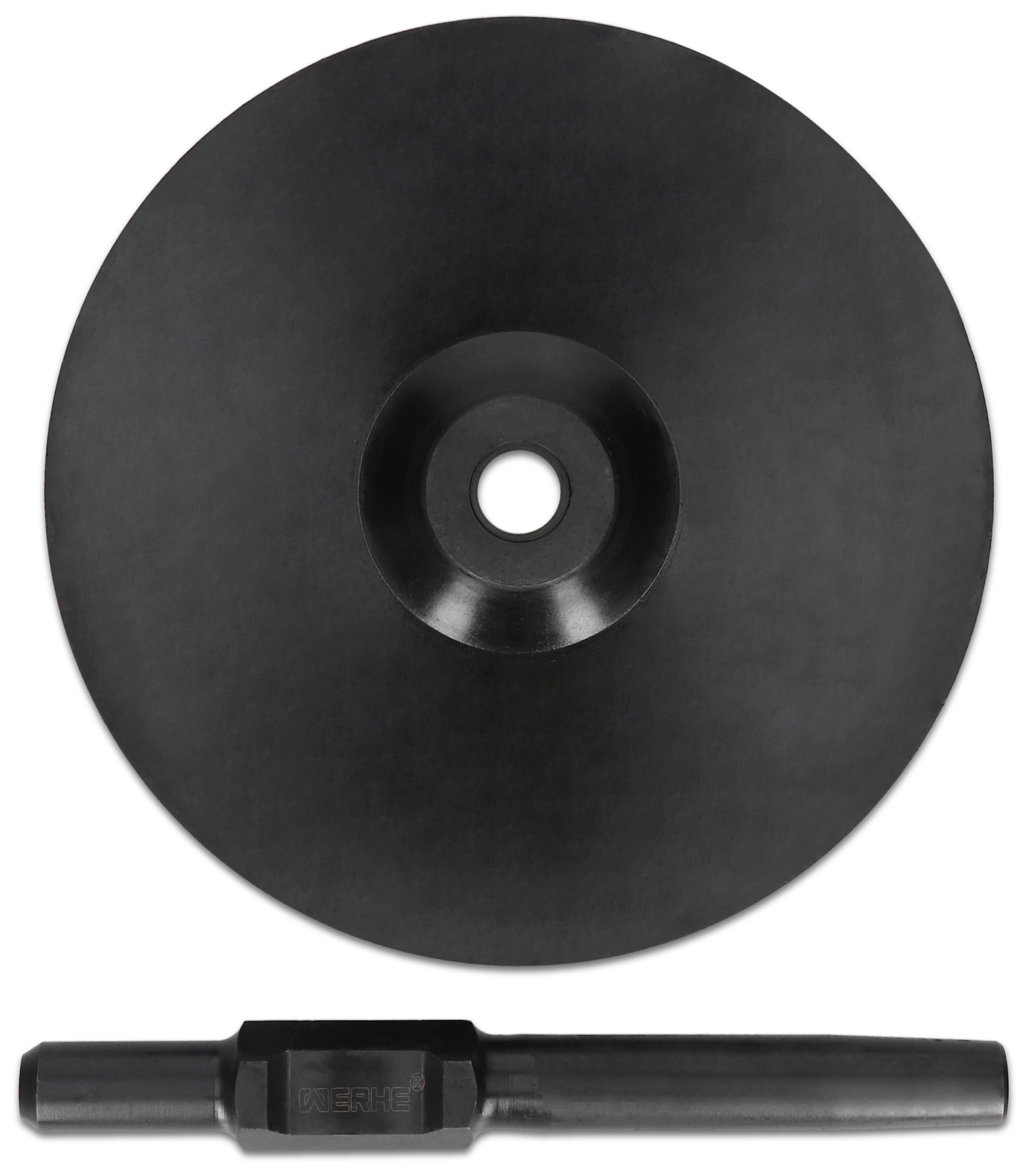 WERHE Compactador de tierra de acero Ø250mm HEX30 - placa base redonda para compactación para preparación de superficies - pisón de hormigón para jardinería - herramientas para demolición martillo
