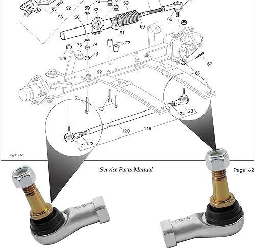 Miniatura 6 de Roykaw EZGO - Juego de roscas para rótula derecha e izquierda para E-Z-GO 2001 en adelante carrito de golf OEM #70902-G01,70902-G02
