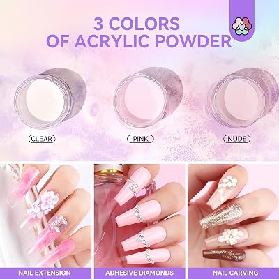 Kit d'ongles en acrylique SAVILAND pour débutants avec tout