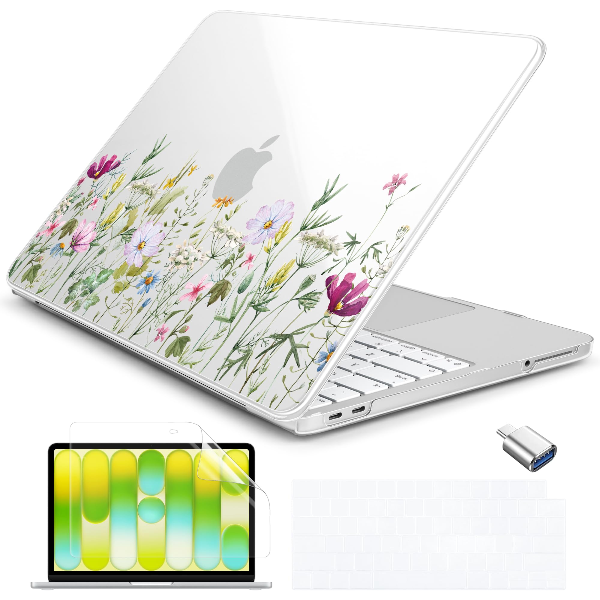 Batianda Custodia per MacBook Neo da 13 pollici modello A3404 versione 2026, guscio rigido ultra sottile con copertura per tastiera, protezione schermo e adattatore USB, pacchetto di accessori per