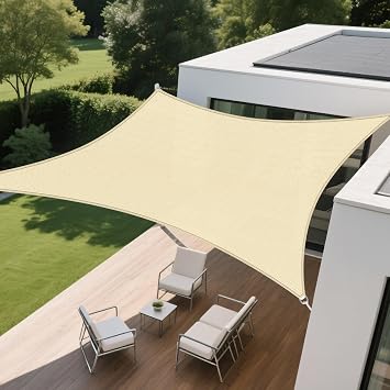 18 x 1910" Shade Sails 180GSM Rectangular Shade Sails Sun Rays Blocking Patio Garden Outdoor Facilities Beige