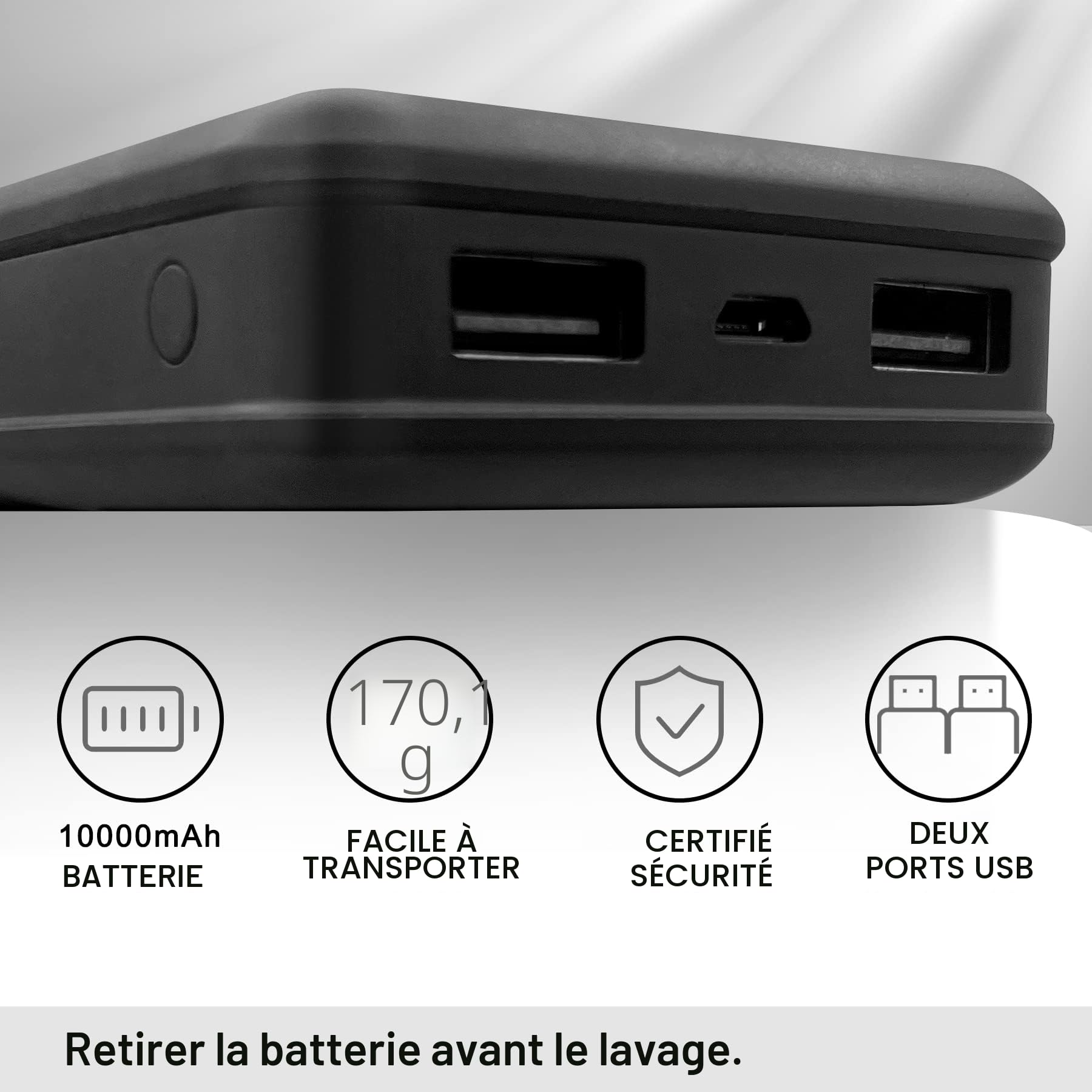 Loowoko Veste Sans Manche chauffante femme avec batterie 10000 mah, Gilet chauffante ultralégère 3 Niveaux de Chauffage + 4 Chauffage Zones, Pour Travail en extérieur, Vélo, Moto, Ski