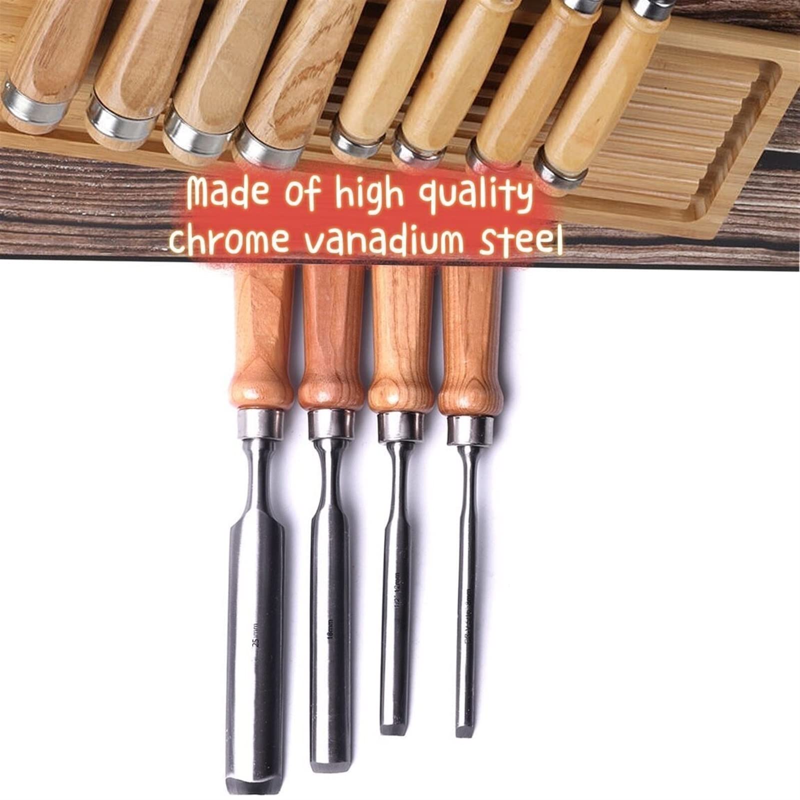 Juego de cinceles semicirculares para carpintería de Carpintero de Acero al Cromo vanadio, cincel para tallar Madera, cincel para Herramientas (Tipo de Hoja: 4 Unidades)
