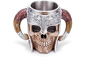 Stainless Steel Viking Warrior 17oz Skull Handle Tankard