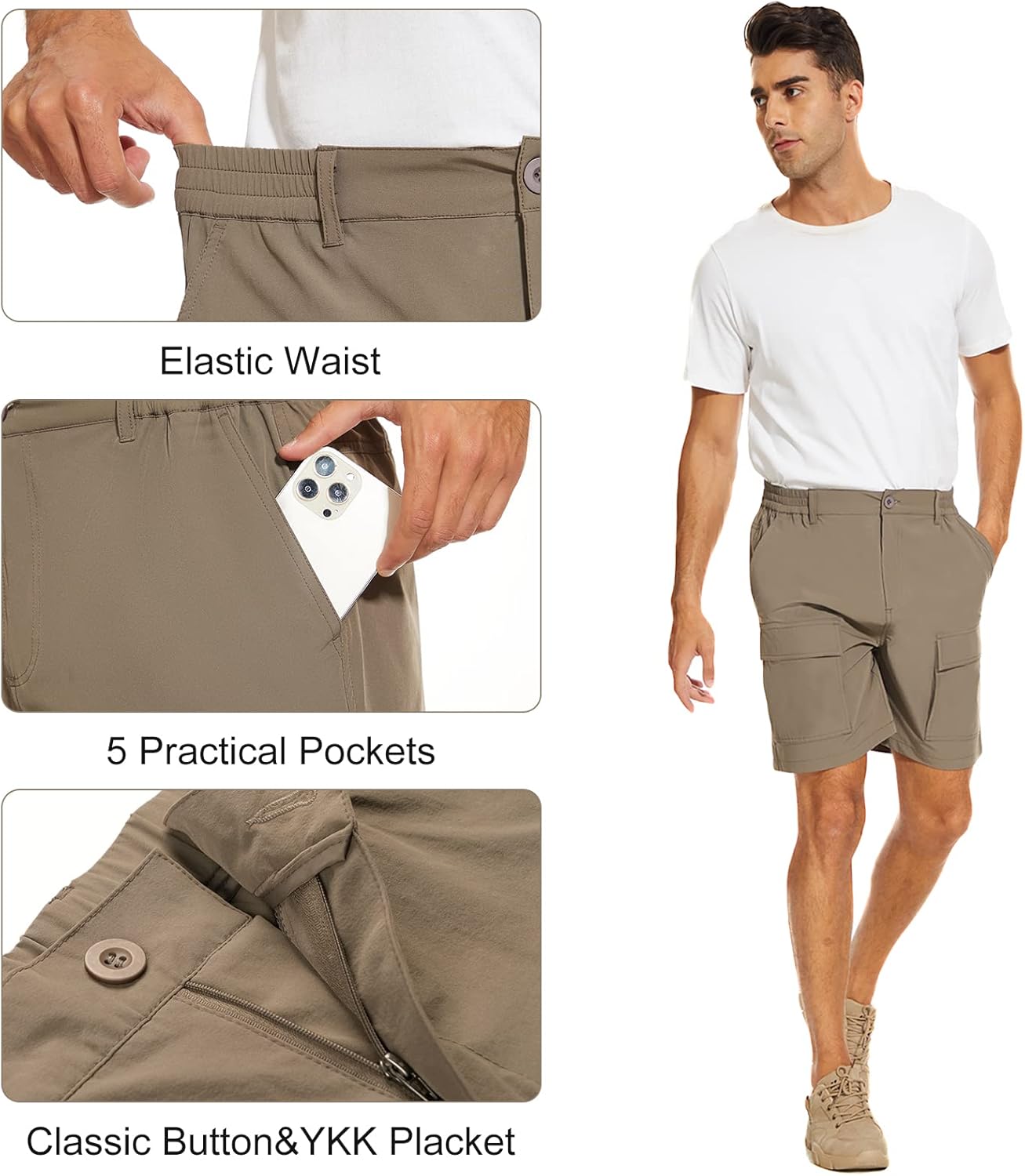 NATUVENIX Hiking Shorts for Men Stretch Lightweight Fishing Shorts Men Quick Dry Cargo Work Shorts Casual Mens Shorts Summer - Image 4