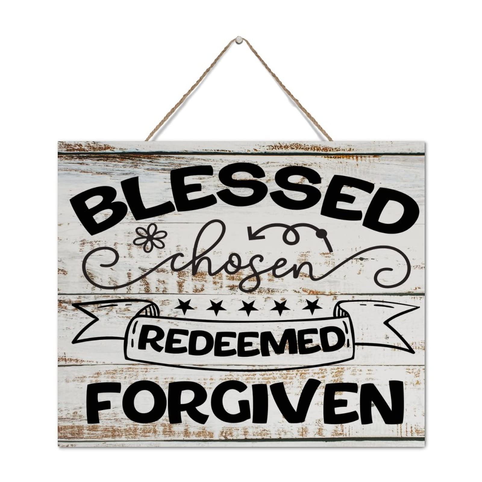 Plaque décorative en bois Blessed Chosen 25x30 cm, cadeau idéal de pendaison de crémaillère