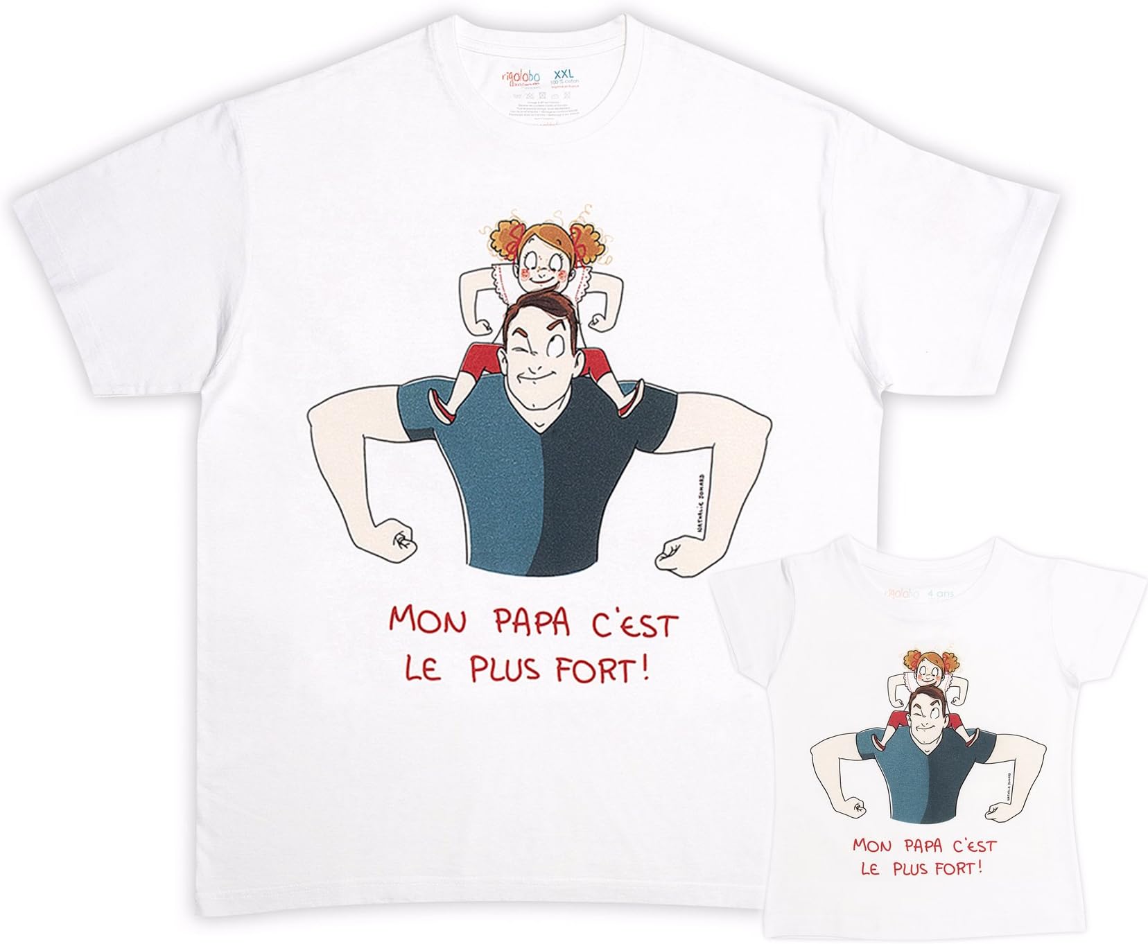 T-Shirt père-fille: My Papa Is The Greatest – rigolobo - white - Medium