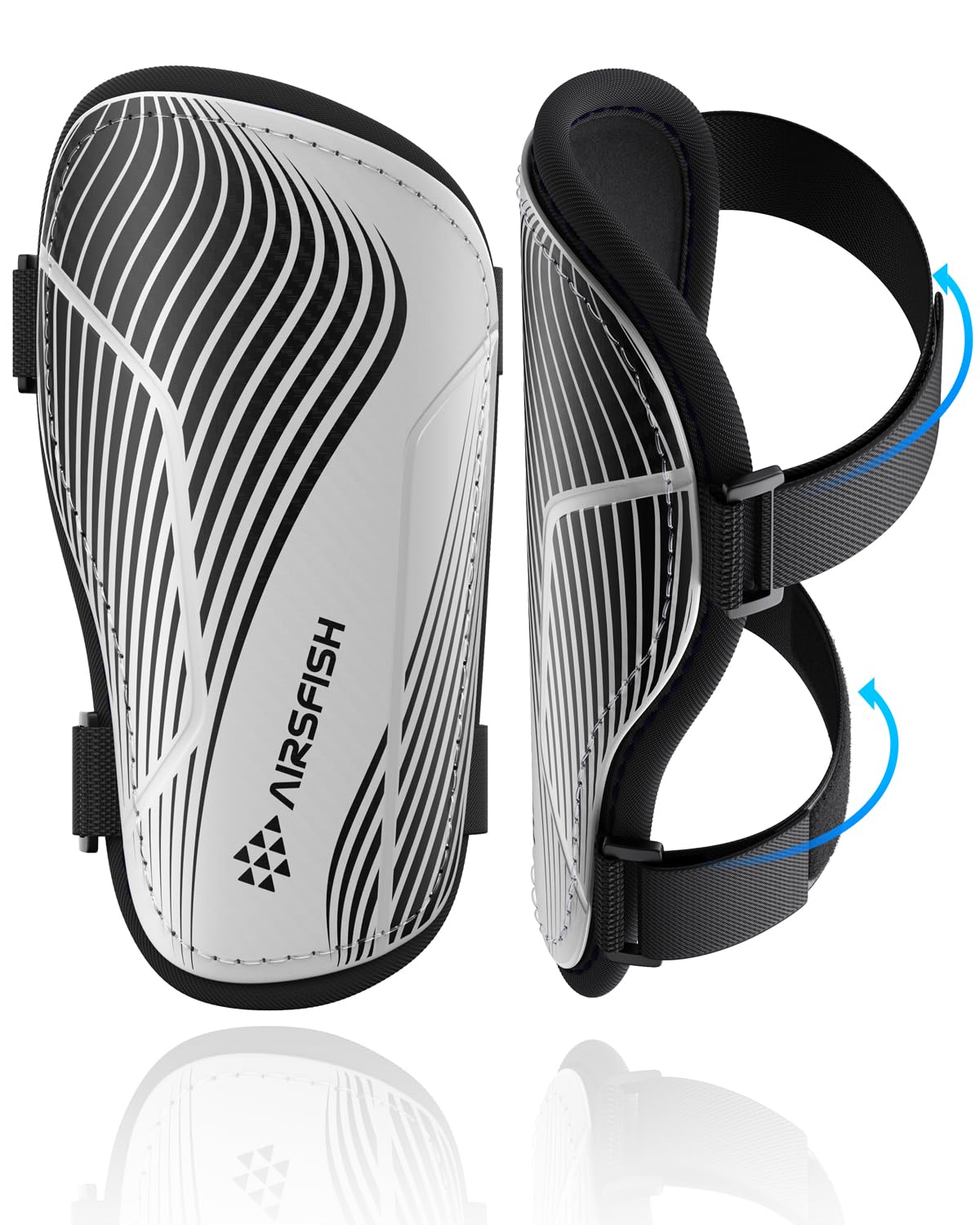 Shin Guards Soccer Kids Youth, CE Certified Airsfish Shin Guard Protection Gear for 2-18 Years Old Boys Girls Teenagers High Impact Resistant